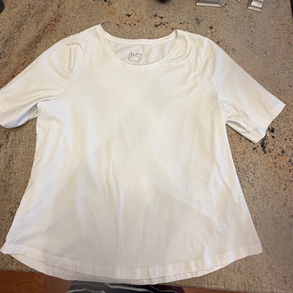 denim & co. Women’s size L White Short Sleeve swing  t shirt